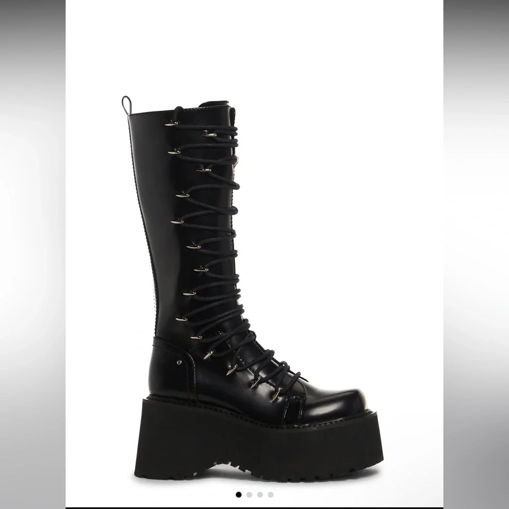 NIB Current Mood Glam Grit Platform Knee High Boots from Dolls Kill Size 8 - Picture 2 of 6